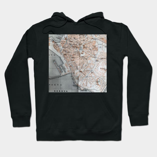 Genoa, Italy map, 1800s Italian antique map, Genova Italia Hoodie by djrunnels